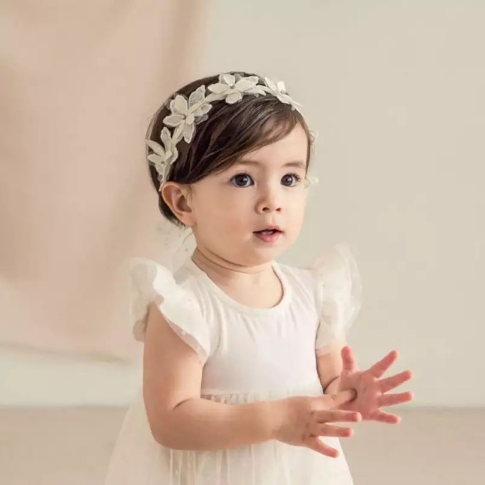 Crystal Flower Headband with Tulle Bow